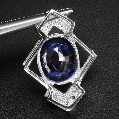Luscious Royal Blue Sapphire Rare 5.80Ct 925 Sterling Silver Handmade Pendants - Picture 5 of 7