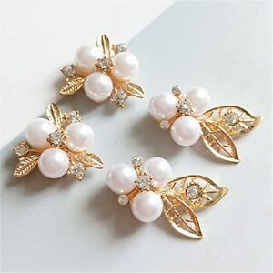 10Pcs Flatback Faux Pearl Flowers Embellishments for DIY Craft Hair Accessories
