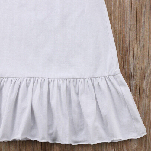 Girl Cotton Nightdress Ruffle Pajamas Long Sleeve Sleepwear Nightgown Home Dress - Picture 20 of 24