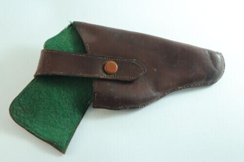 Vintage Leather Revolver Holster, Brown & Green Holster Case Original - Picture 3 of 14