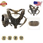 Durable Gold Brown Spiked Dog Collar & Harness for Boxers, Mastiffs, and More