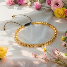 Gold Copper Beads Tibetan Buddhist Braided Lucky Healing Bracelet for Women Men