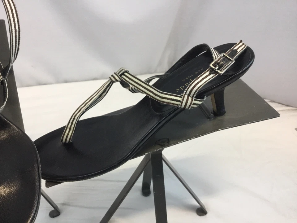 Zapatos de salón Kate Spade talla 7 B blanco marrón a rayas hechos en Italia como nuevos YGI A9S-55 Foto 3 de 4