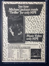 MICHAEL JACKON - THRILLER - 1984 VINTAGE POSTER SIZE ADVERT Z1