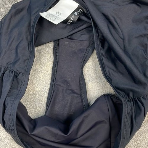 New La Blanca Island Goddess Side Shirred High Waist Bikini Bottoms Black Sz 10 - Picture 8 of 9