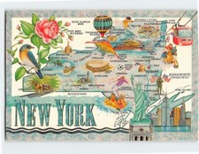 Postcard Map & Attractions NY USA