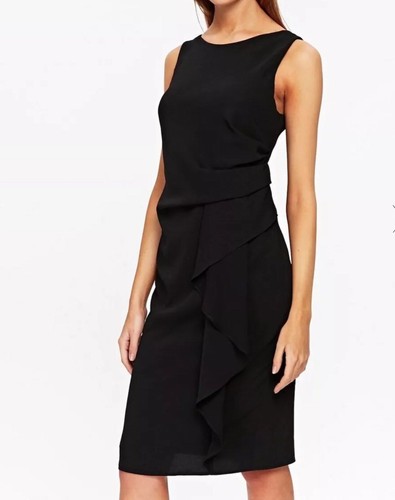 Wallis Black Ruffle Shift Dress UK Size 