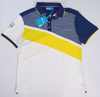 Bunker Mentality Men Cmax Diagonal Colour Block Wicking Golf Polo Shirt Navy XXL