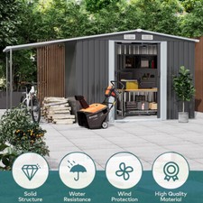 Metal Garden Shed Sheds 4 X 8 Apex Roof Outdoor Storage Tool House+Extra Storage
