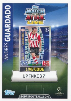 TOPPS Champions League - Andres Guardado - Live Code Karte
