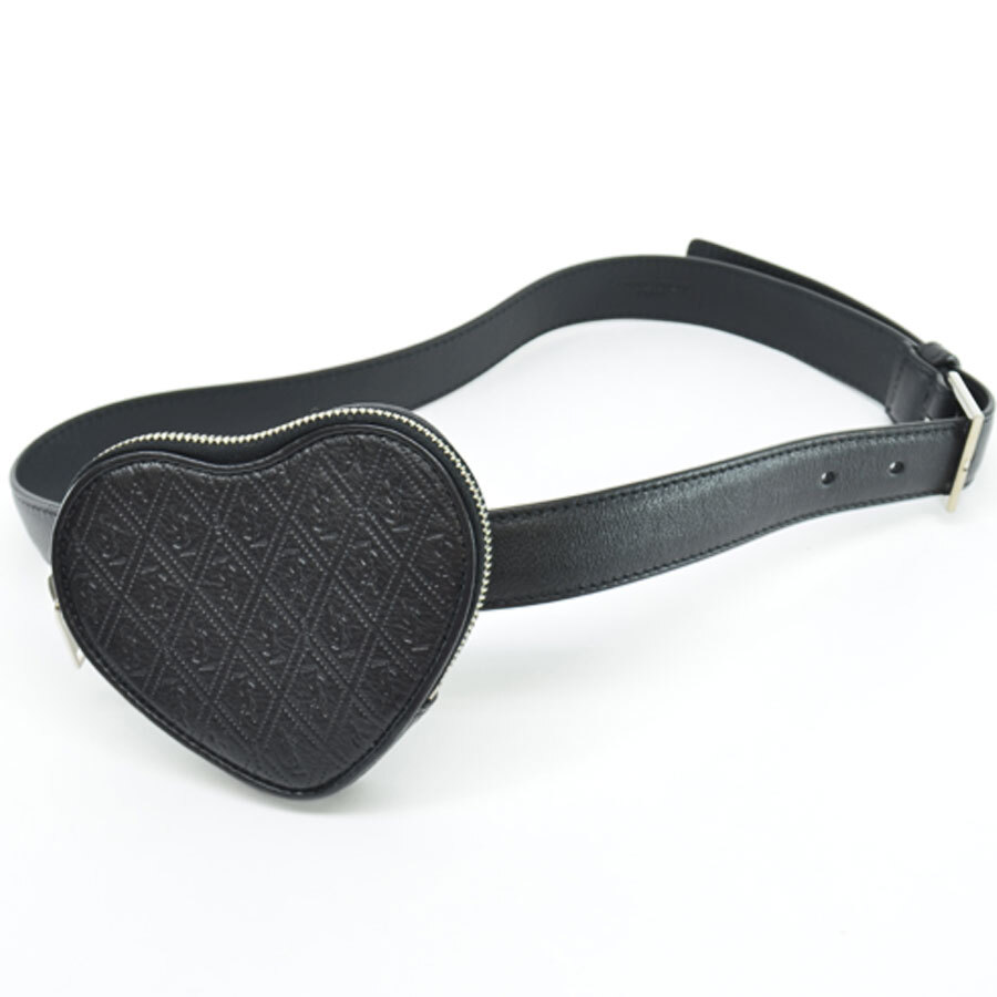 Autentica marsupio Saint Laurent YSL cuore in pelle nera da donna