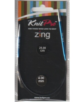 KnitPro Zing Alu Fixed Cirular Needle,  Rundstricknadel, 25 cm /  4,0 mm
