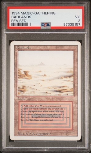MTG Magic The Gathering Dual Lands Revised Badlands PSA VG 3 - Picture 1 of 2
