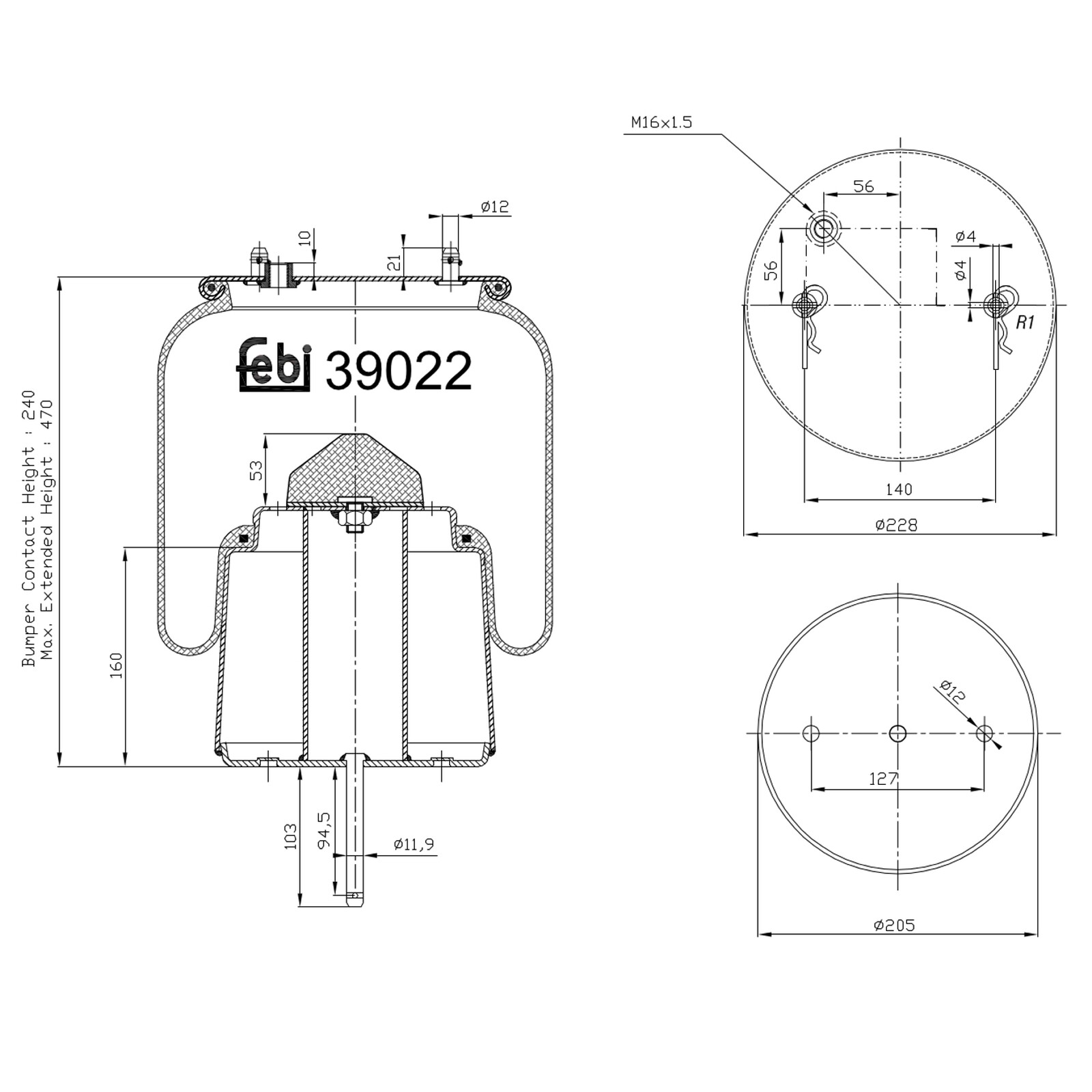 Febi Bilstein Air Spring fits Scania - 39022 - OE Matching - Precision Fit