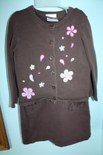 Hanna Andersson Size 5 6 110 cm Brown Floral Paisley Sleeve Dress Cardigan Set