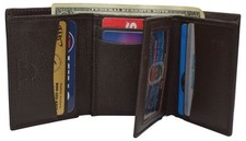 RFID Blocking Trifold Wallets for Men Genuine Leather Extra Capacity Middle Flap