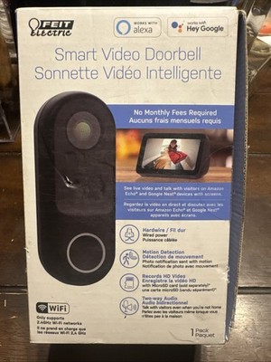 New Feit Electric Wireless Smart-Enabled Video Doorbell CAM/DOOR/WIFI/BATG2
