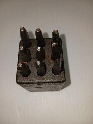 Vintage 1/8'' Numeric Metal Punch Stamp Set - Numbers 0 thru 9 - NICE!