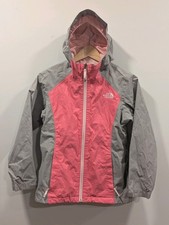 The North Face Kids Medium 10/12 Dryvent Rain Jacket Pink Gray Hooded Full Zip