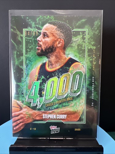 2025 Topps NOW Steph Curry 4000 3 pointers GREEN Chrome /99 - #13
