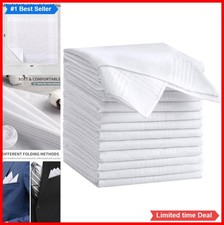 12 Pack Men Cotton Handkerchiefs 16x16 Inch White Bulk Soft Absorbent Pocket