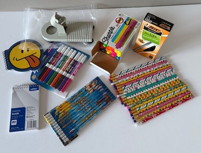 School Supply & Craft Bundle   BIC Pens, Sharpies, Pencils, Hot Glue Gun St