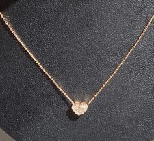Necklace with Heart Pendant Natural Diamond 0.15ct 18K Gold 15 inches / 39cm
