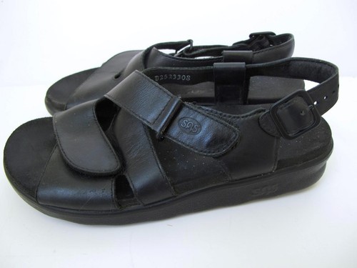 SAS Huggy Kreuzriemen-Sandalen 7M Komfort schwarz Leder Klettverschluss - Bild 11 von 14