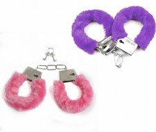 2Ea Furry Fuzzy Costume Handcuffs Metal Wrist Cuffs Soft Bachelorette Hen Party