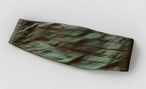Green/Bronze Cummerbund Adjustable Sizes 30”- 32” Waist 100% Silk Unmarked VGVC