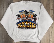VTG NFL Super Bowl XXXIII Sweatshirt Logo 7 Broncos Falcons 1999 Mens XL STAINS