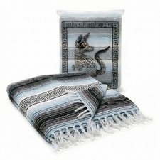 Authentic Mexican Blanket   50x70 Handwoven Serape  Falsa Throw   T