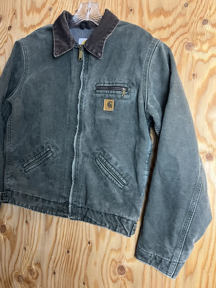 Chaqueta De Colección Carhartt EE. UU. Detroit Forrada Juvenil XL (14/16) YYJ97 MOS Para Hombres XS Musgo Foto 2 de 4
