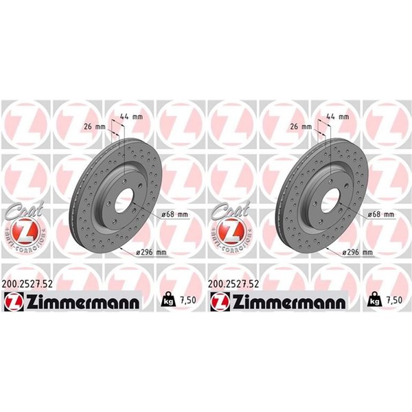 2X Zimmermann Sport Bremsscheiben 296Mm Gelocht Vorne Passend FüR Nissan Juke-image