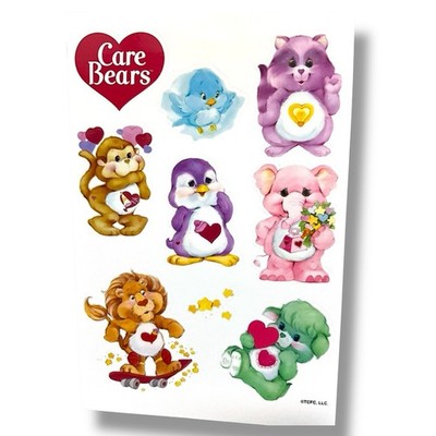 Retro Care Bears Cousins Stickers Water Resistant Glossy Sticker Sheet