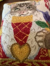 NEW King of Hearts Cat Pillow Wool Hook Stephanie Stouffer 