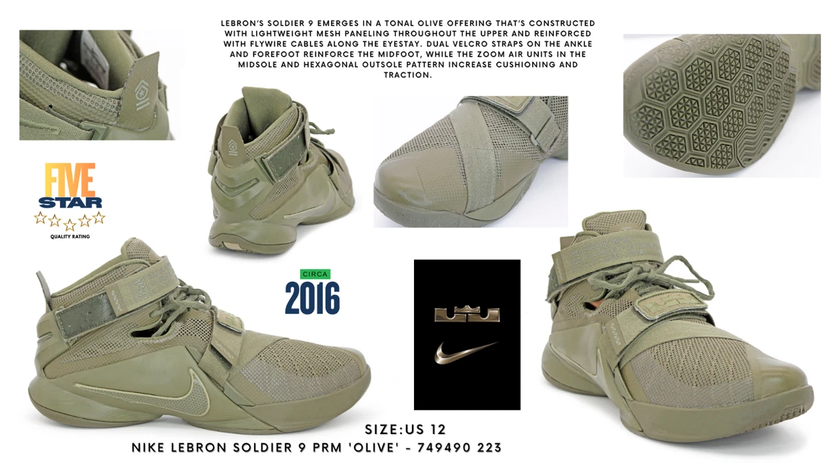 Nike Lebron Soldier IX 9 PRM Olive Green Basketball Shoe Men\'s Size 10 LBJ James Nike LeBron Soldier 9 PRM Olive | eBay main image 2