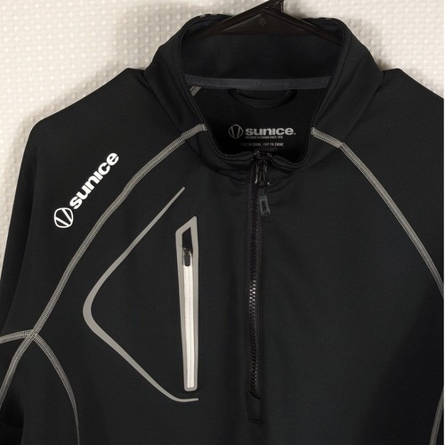 Sunice Large Mens Golf Pullover Black 1/4 Zip Stretch Long Sleeve Activewear Top - Picture 2 of 5