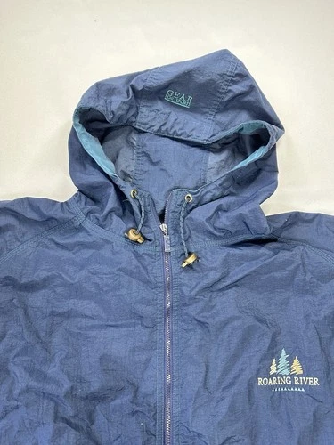 Vintage 90s Gear for Sports Roaring River Hooded Windbreaker Jacket Blue XL image 3