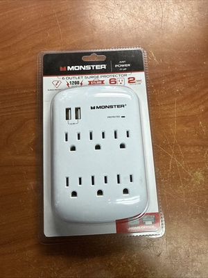 #ad #ad Monster Just Power It Up 0 ft. L 6 outlets Wall Tap Surge Protector w USB White $14.95