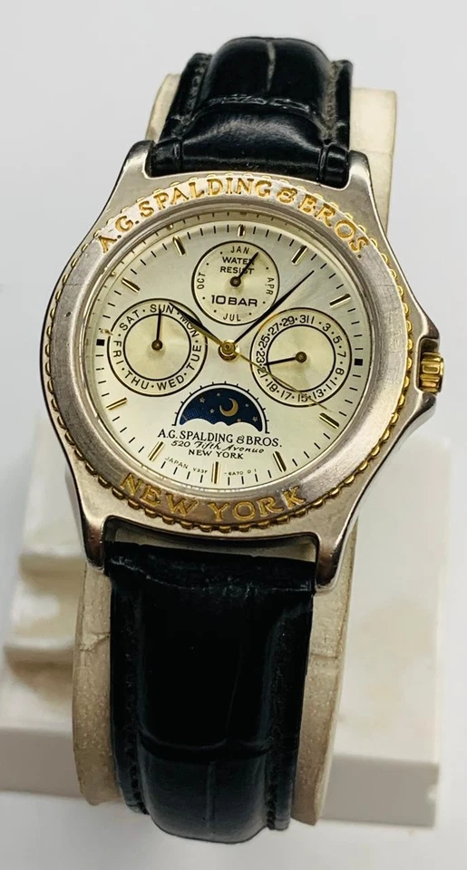 RELOJ CUARZO HOMBRE TRIPLE CALENDARIO VINTAGE A.G SPALDING & BROS V33F-6B10 Foto 3 de 4