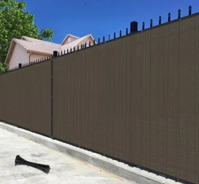 6' x 25' Privacy Fence Screen Brown Net Fencing 90% Blockage Windscreen Mesh ...