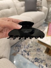 alo Large Black Hair Claw Clip Logo Accent Plastic Minimalist Solid All Hair