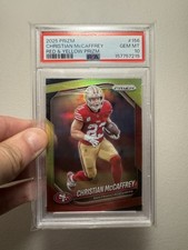 PSA 10 2025 Panini Prizm Christian McCaffery Red & Yellow /44 #156 49ers