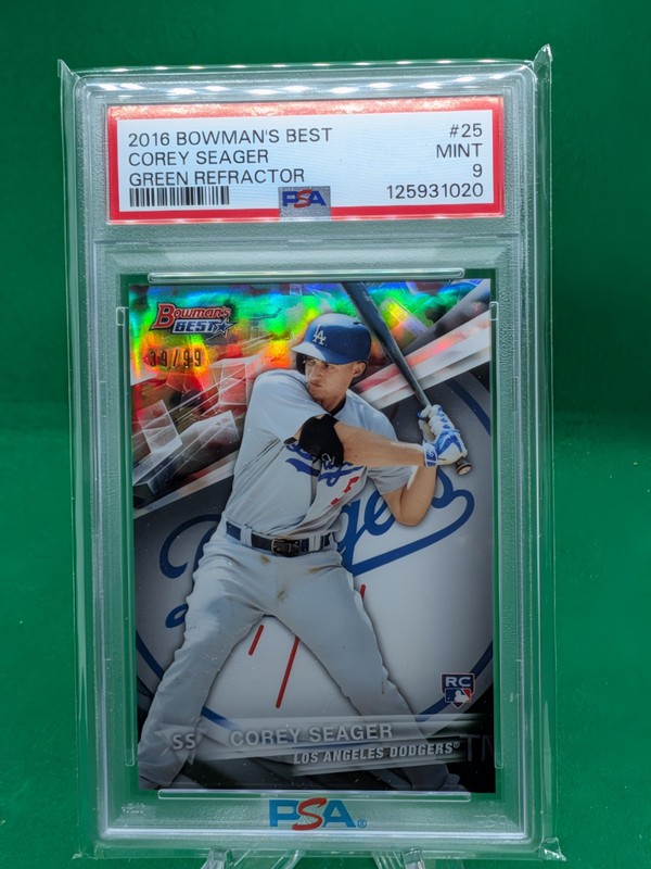 Corey Seager 2016 Bowman’s Best Green Refractor RC /99 PSA 9