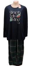 NWT North Pole Navy/Green Sleepwear Set "Sleigh Bells Ring"-Men's Big Tall 2XL