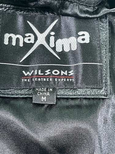 VTG Wilsons Maxima Womens Leather Jacket Size Medium Black Snap Button Blazer - Picture 6 of 10