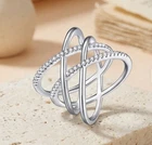 D VVS1 Round Moissanite Criss Cross Multi Band Ring 925 Silver Pave Diamond Look