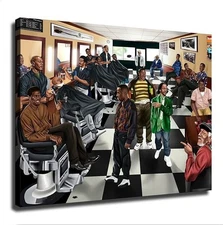 Legends at the Barbershop Iconic Black Comedians Canvas Wall Art Poster Unframed