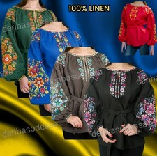 Traditional Ukrainian women's embroidered blouse Vyshyvanka M,L,XL-3XL Linen100